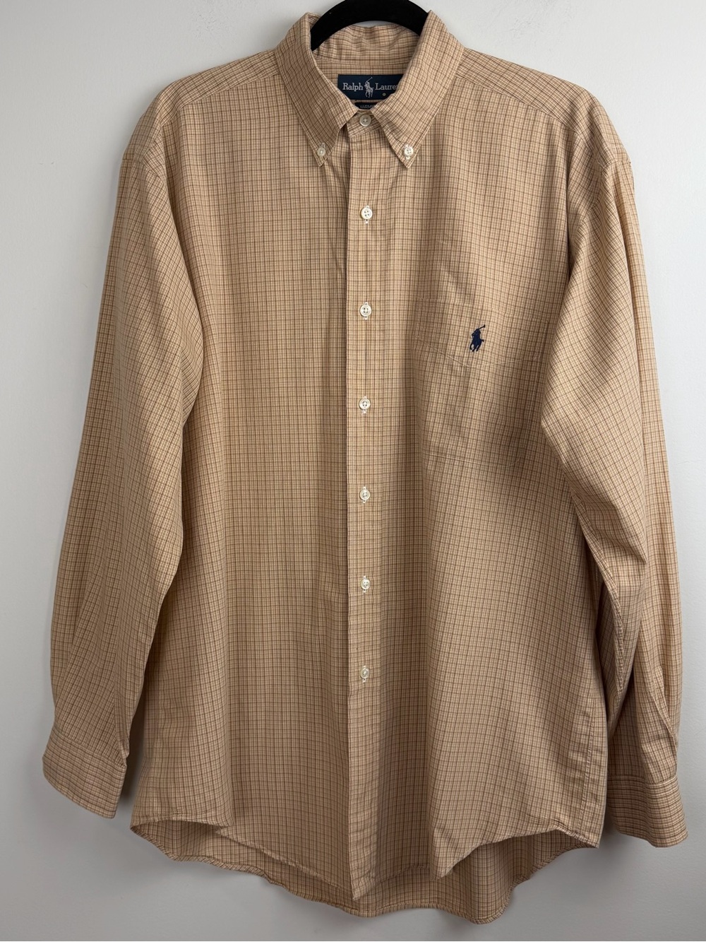 Ralph Lauren Men's Yarmouth Shirt Sz 16 34/35 Plaid Oxford Business Button Down
